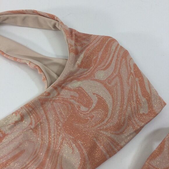 L*Space Lizzie Tie Dye Peach Pink Shimmer Camacho 2 Pc Bikini Top & Bottom Large - Picture 4 of 9